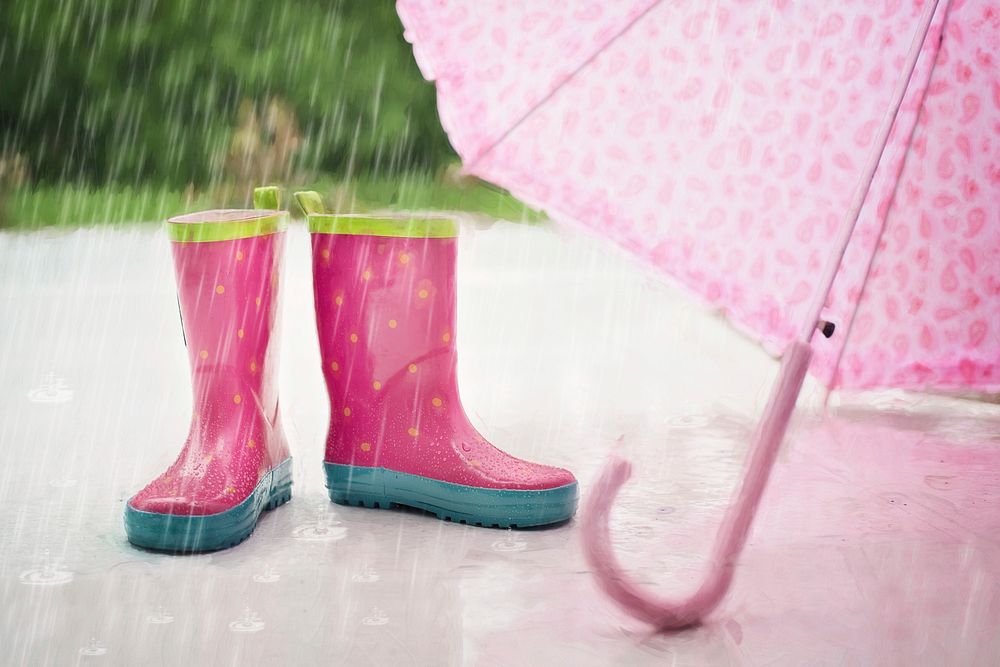 Free pink boot photo, public domain rain CC0 image.