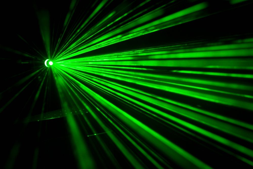 Green light in the darkness. Free public domain CC0 photo.