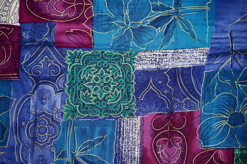 Floral batik textile, free public domain CC0 image.