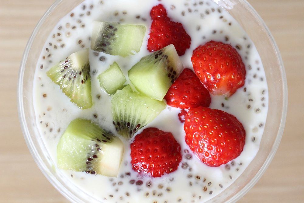 Free breakfast bowl with fruits image, public domain healthy food CC0 photo.