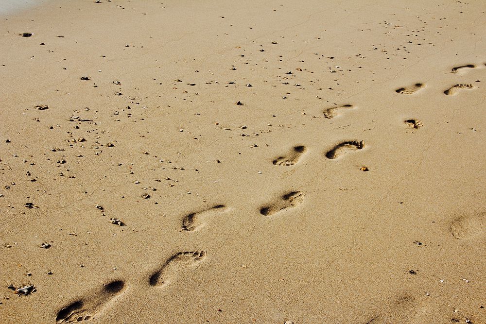 Free footprints in the sand image, public domain CC0 photo.