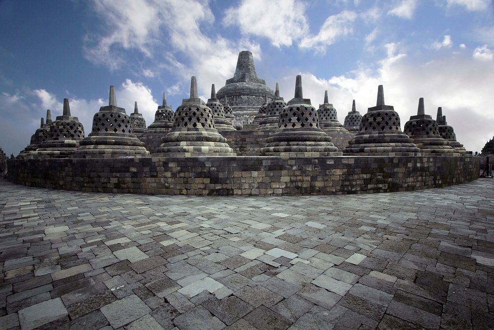 Borobudur or Barabudur, a 7th-century Mahayana Buddhist temple in Magelang Regency, in Central Java, Indonesia. Free public…