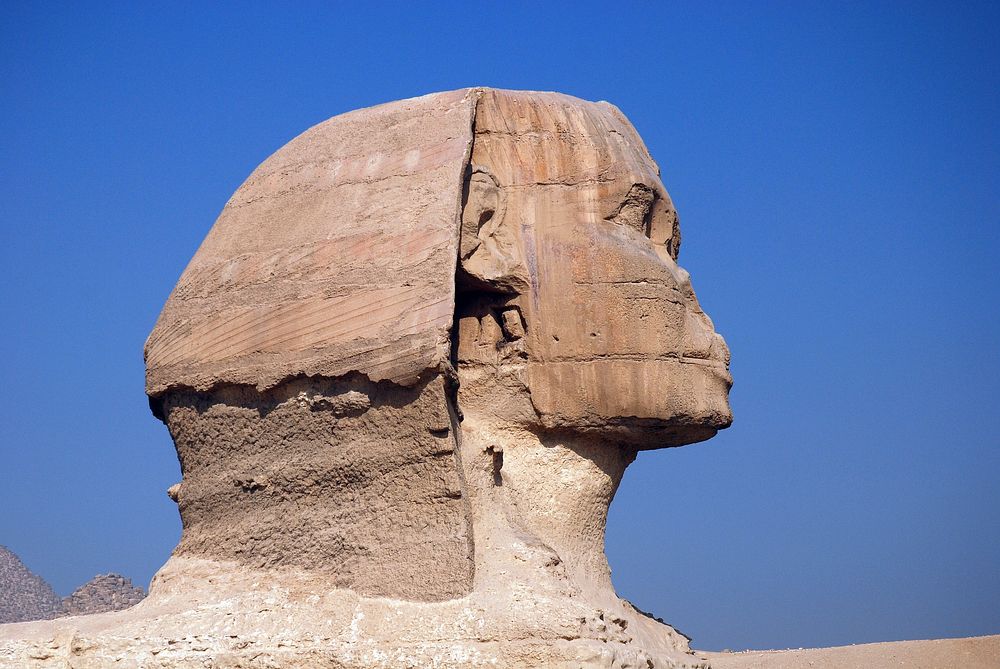 The Great Sphinx of Giza head's close up, free public domain CC0 photo