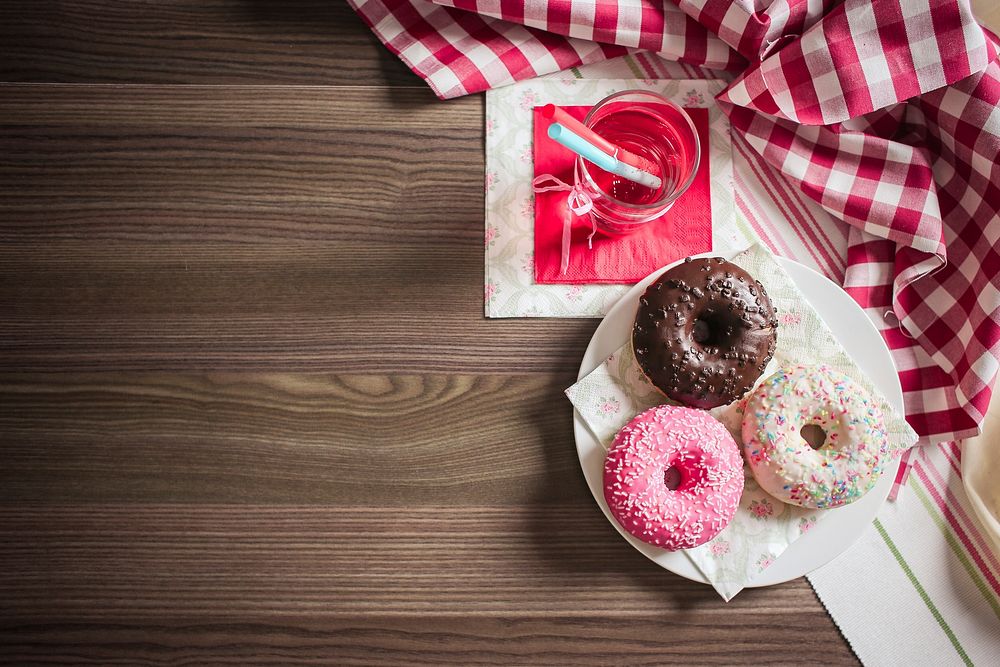 Free glazed donuts background image, public domain CC0 photo.