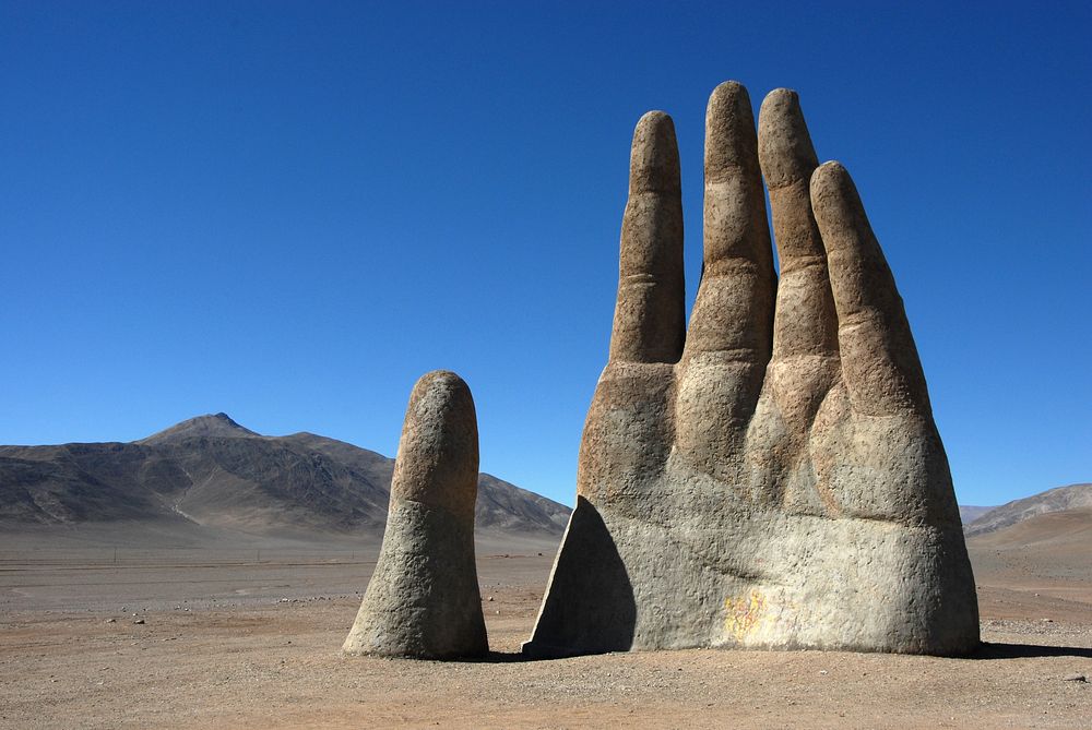 Hand sculpture. Atacama, Chile - 02/28/2017