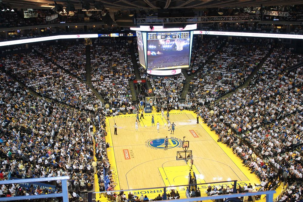 Basketball game in Oakland Arena, California, United States, 2 March 2017. View public domain image source here