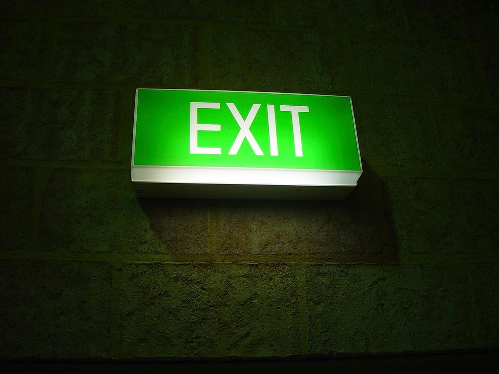 Free green exit sign image, public domain CC0 photo.