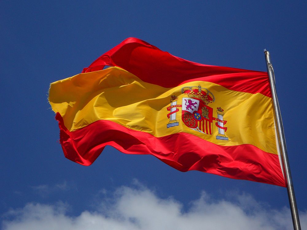 Free Spanish flag photo, public domain banner CC0 image.