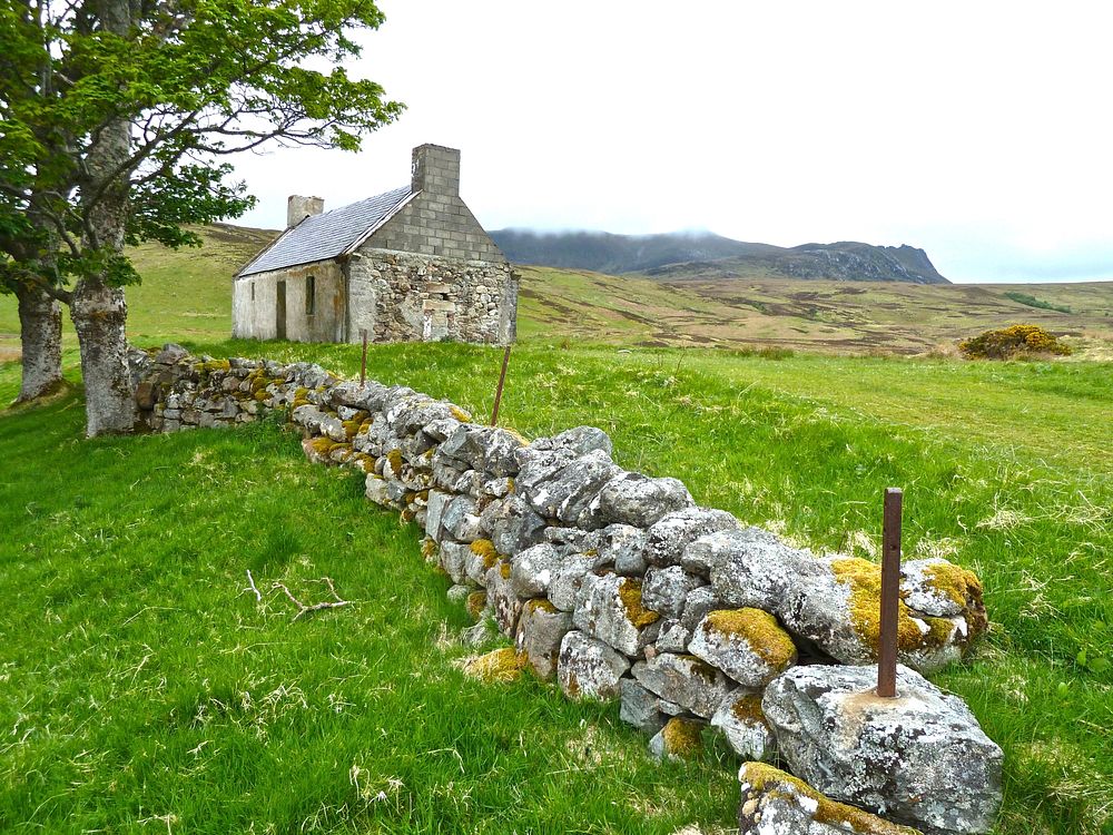 Country side house near mountains, free public domain CC0 photo