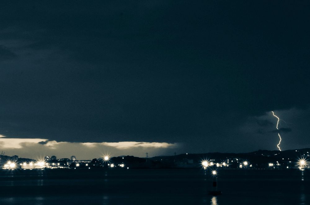 Free dark sky with lightning image, public domain CC0 photo.
