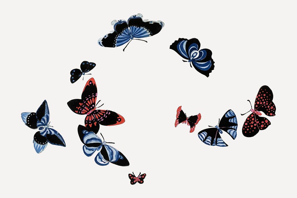 Colorful butterfly collage element, Japanese art vector