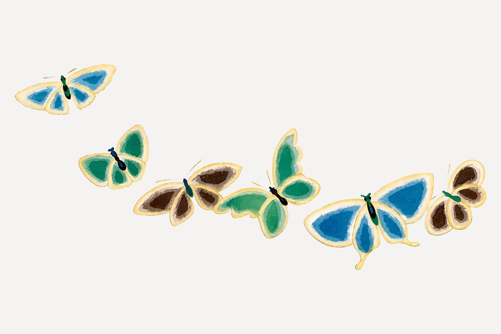 Colorful butterfly, Japanese watercolor, vintage illustration vector