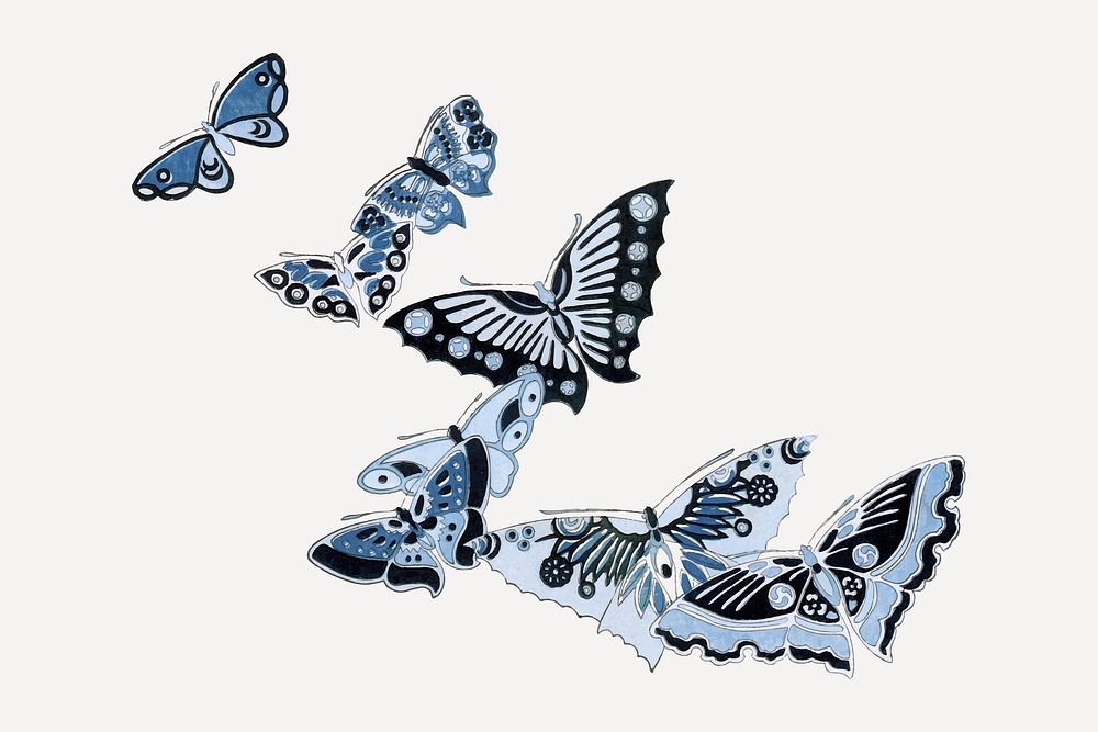 Butterfly collage element, Japanese woodblock print clip art vector