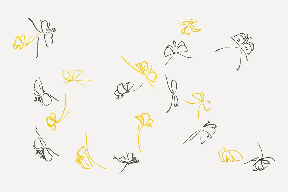 Butterfly clipart, Japanese hand drawn, vintage illustration vector