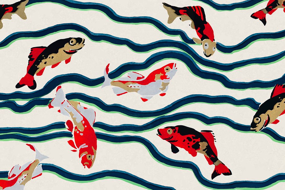 Art deco carp fish background, colorful design vector