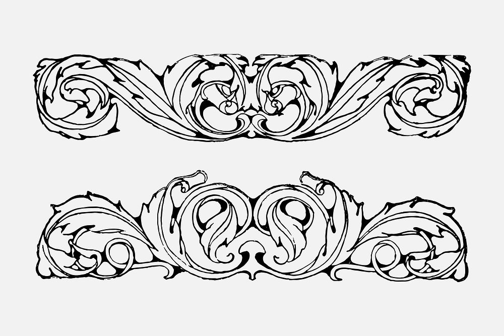 Ornament border sticker, vintage illustration vector, digitally enhanced from our own original copy of The Open Door to…