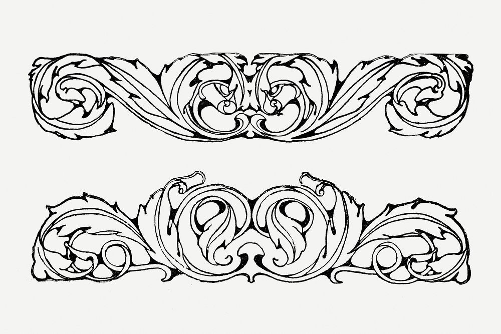Ornament border sticker, vintage illustration psd, digitally enhanced from our own original copy of The Open Door to…