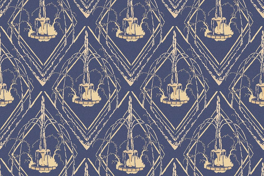 Aesthetic blue Art Deco pattern, seamless background in oriental style