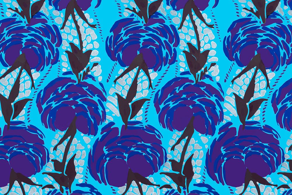 Aesthetic flower seamless pattern backgrounds, vintage floral Art Nouveau fabric design vector