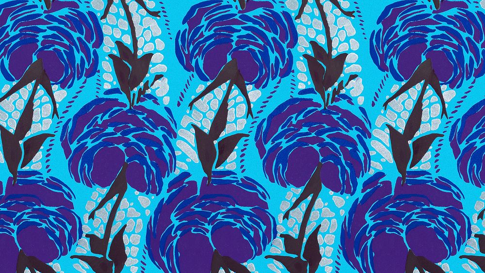 Seamless flower pattern desktop wallpaper, vintage Art Nouveau floral HD background
