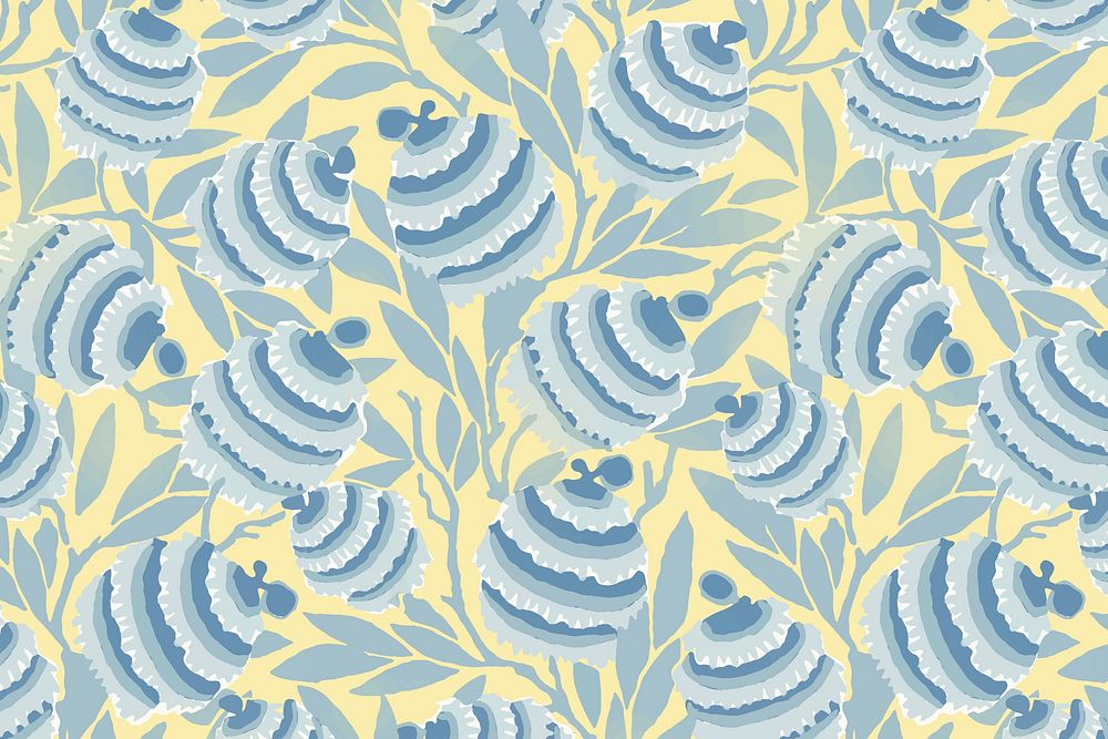 Aesthetic flower pattern backgrounds, vintage floral Art Nouveau fabric design vector
