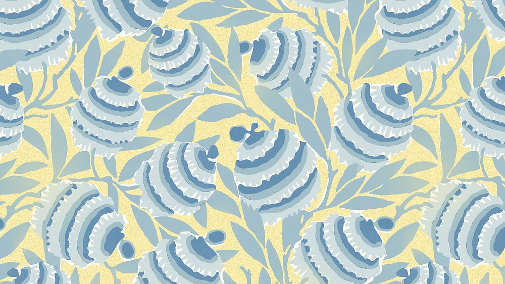 Vintage flower pattern desktop wallpaper, Art Nouveau floral HD background 