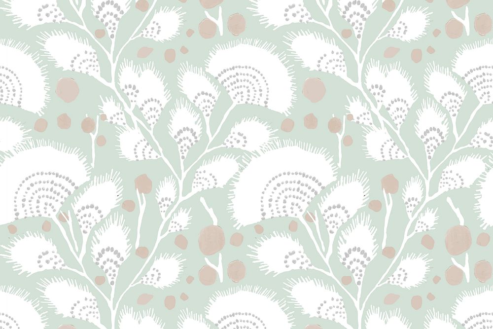 Pastel flower pattern backgrounds, vintage floral Art Deco fabric design vector