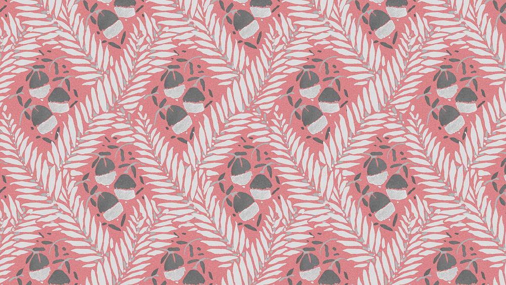Pink flower pattern desktop wallpaper, Art Nouveau floral HD background