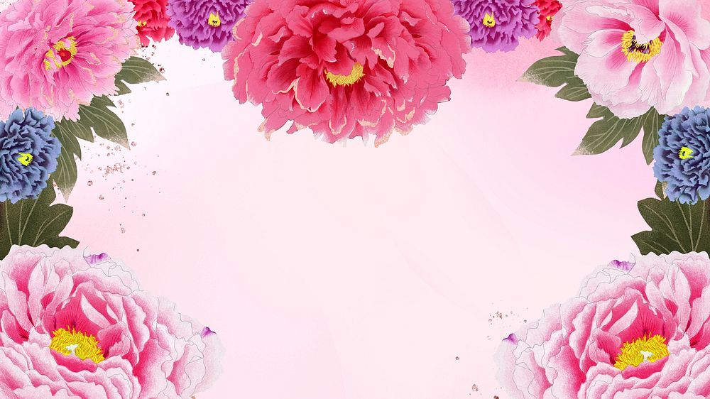 Pink peony desktop wallpaper, aesthetic background