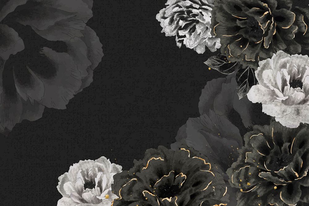 Japanese peony background, vintage aesthetic botanical graphic vector
