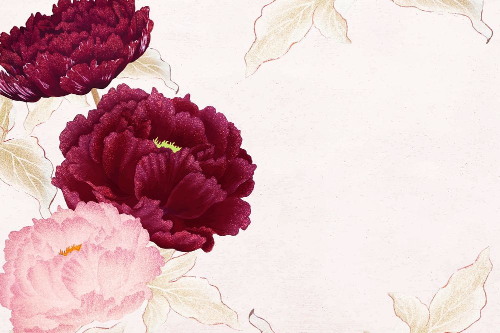 Peony flower background, Japanese art graphic vector