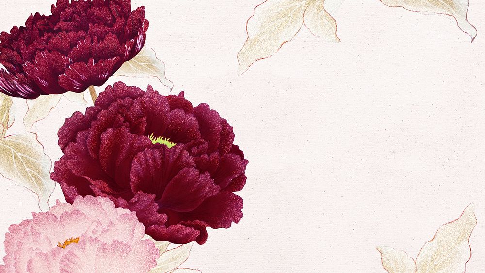 Japanese peony laptop wallpaper, vintage aesthetic background