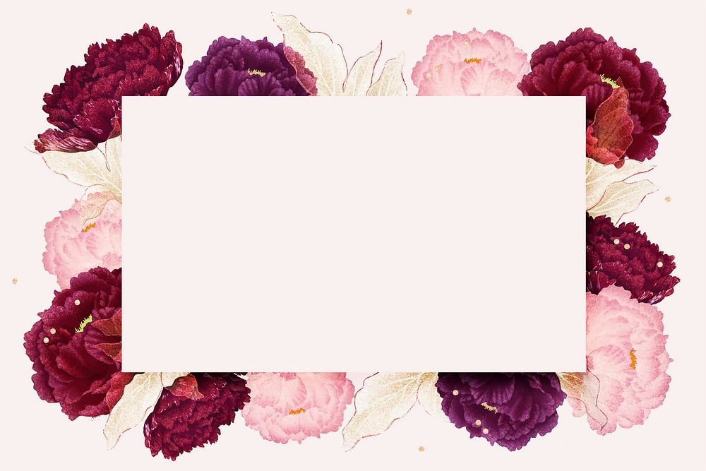 Aesthetic peony frame, vintage floral style with text space vector
