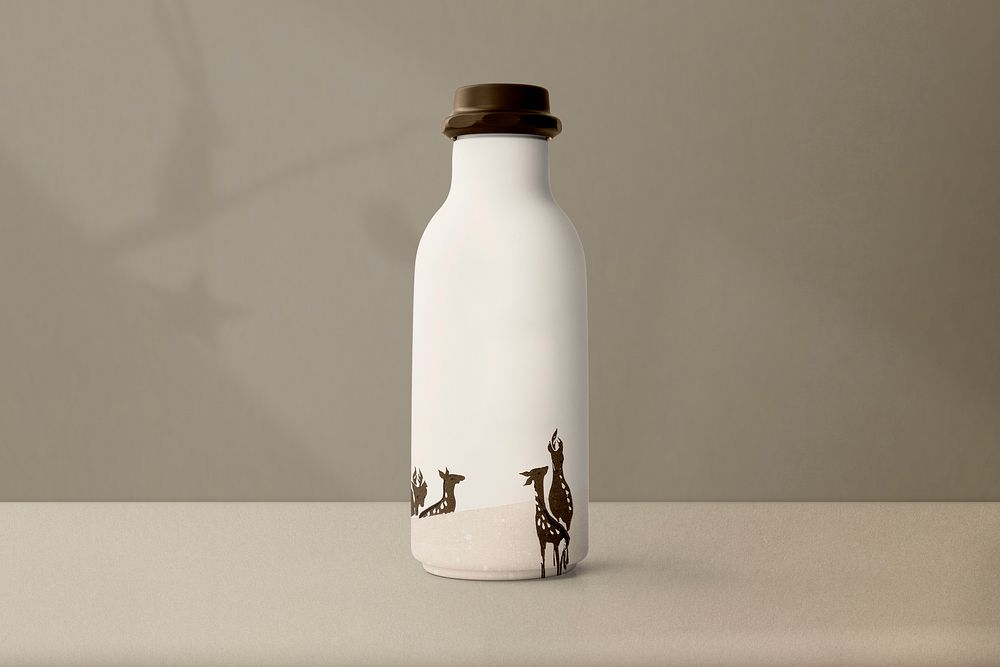 Milk bottle, product packaging for dairy business with design space