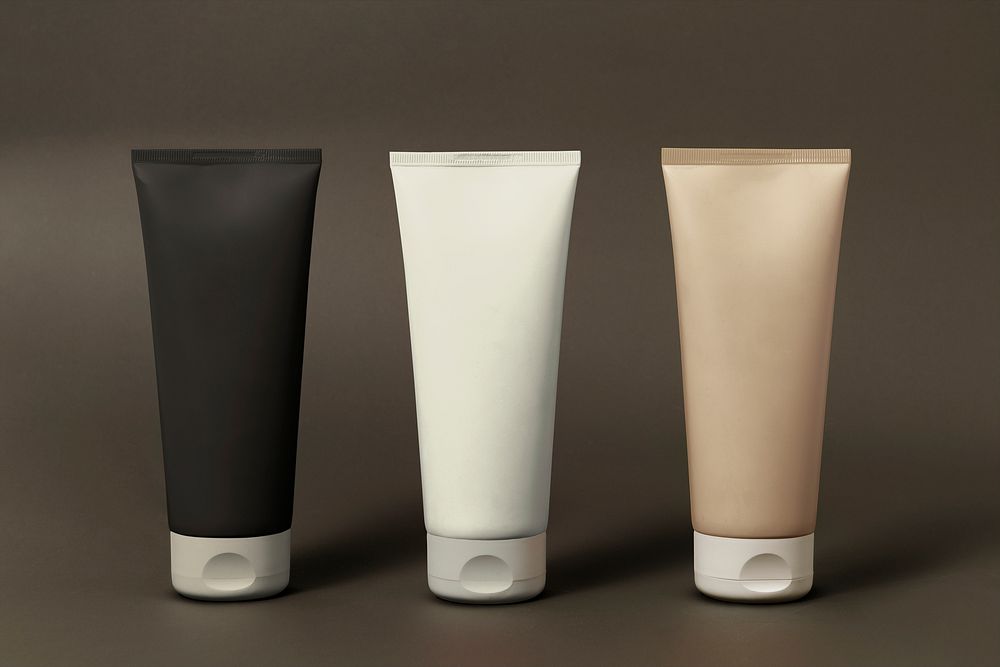 Earth tone cosmetic tubes, skincare business branding