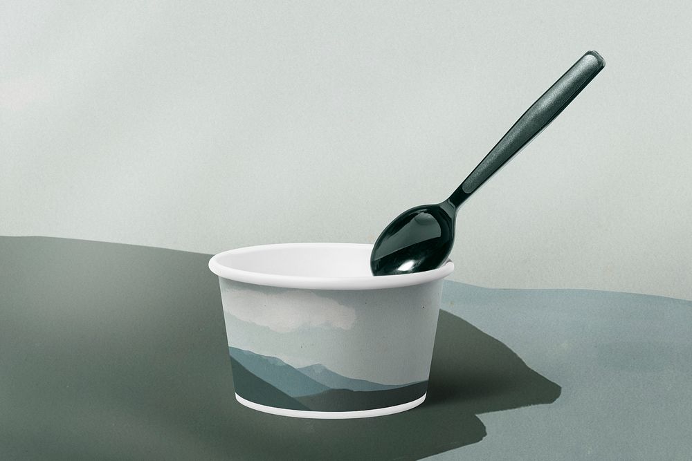 Gray paper bowl, food product packaging design