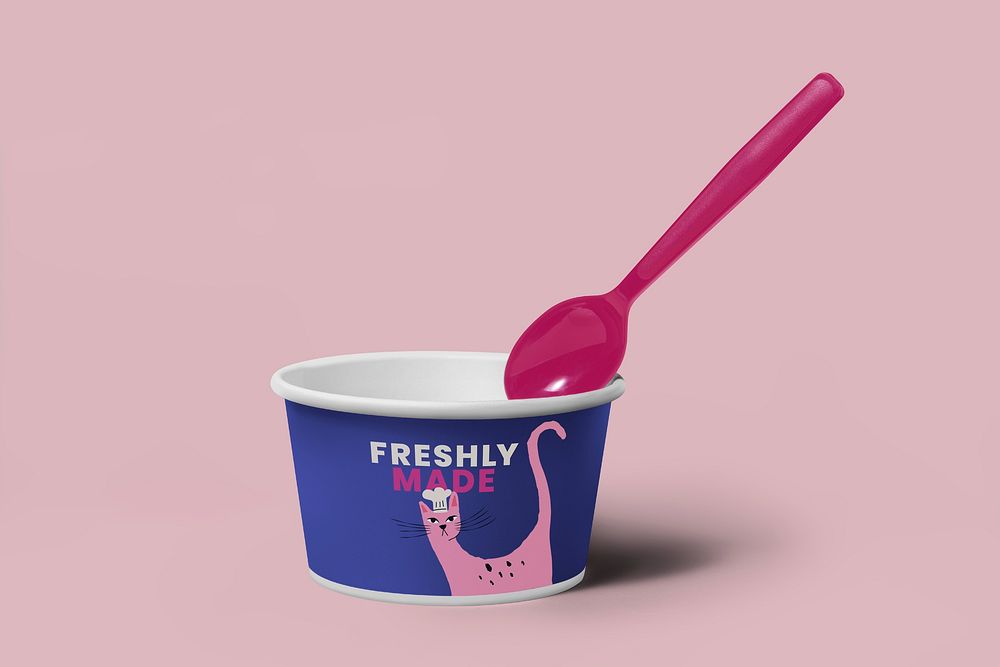 Purple paper bowl, food product packaging design