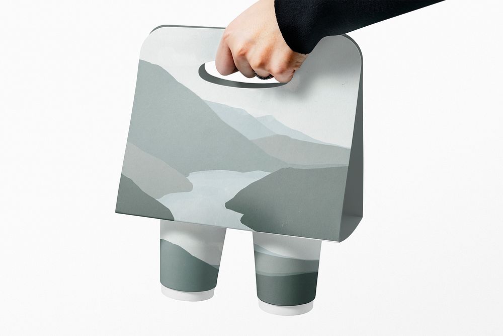 Abstract gray paper cup holder, for takeaway