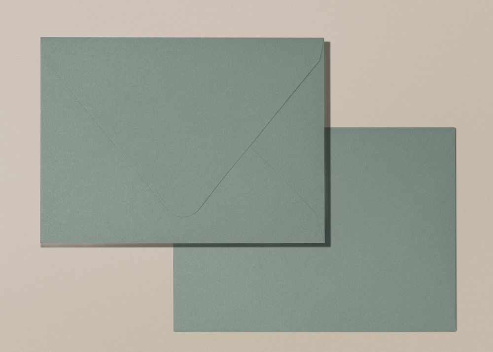 Dull green envelope, stationery design