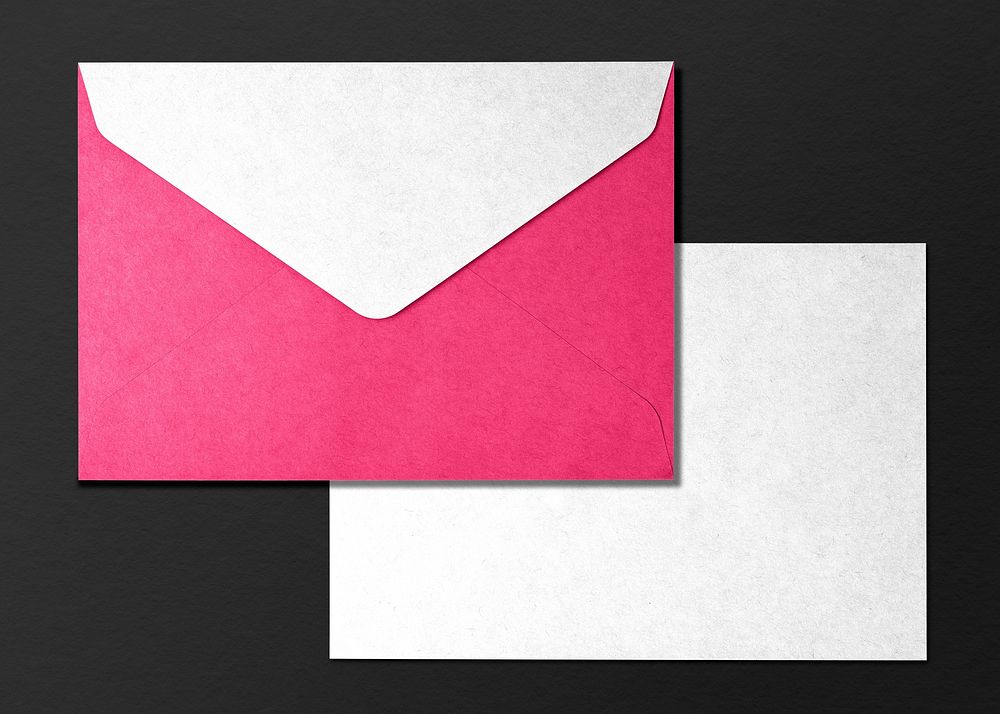 Pink envelope, business branding stationery with blank space