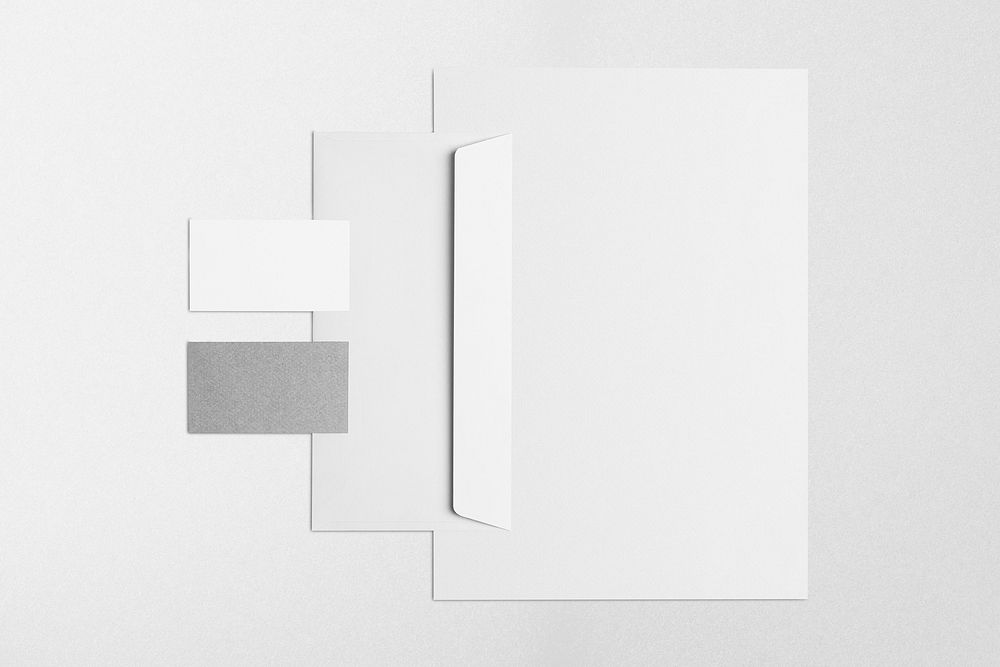 Blank stationery set, corporate identity letterhead, envelope and business card