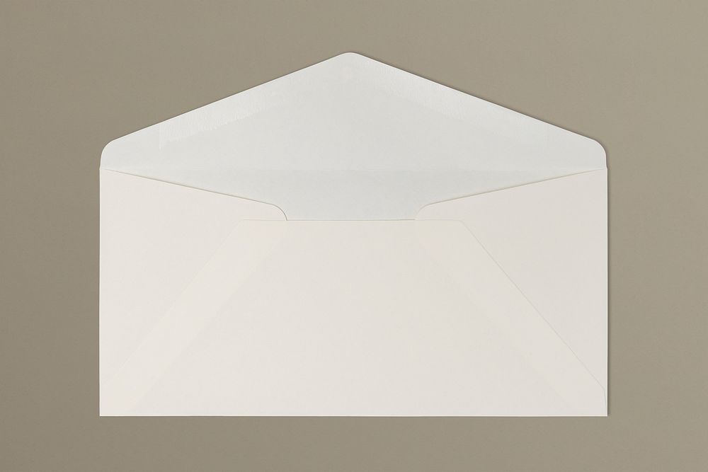 Beige envelope, flat lay design