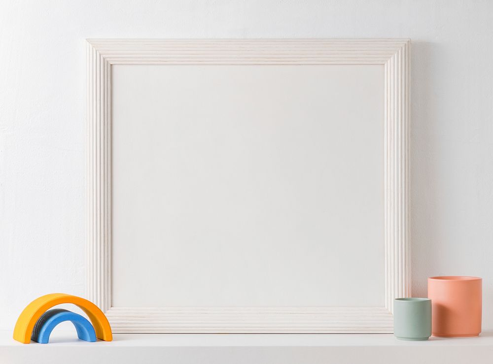 Blank picture frame, minimal kids playroom decoration