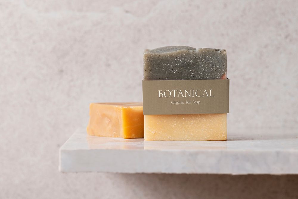 Organic bar soap, natural product in a bathroom
