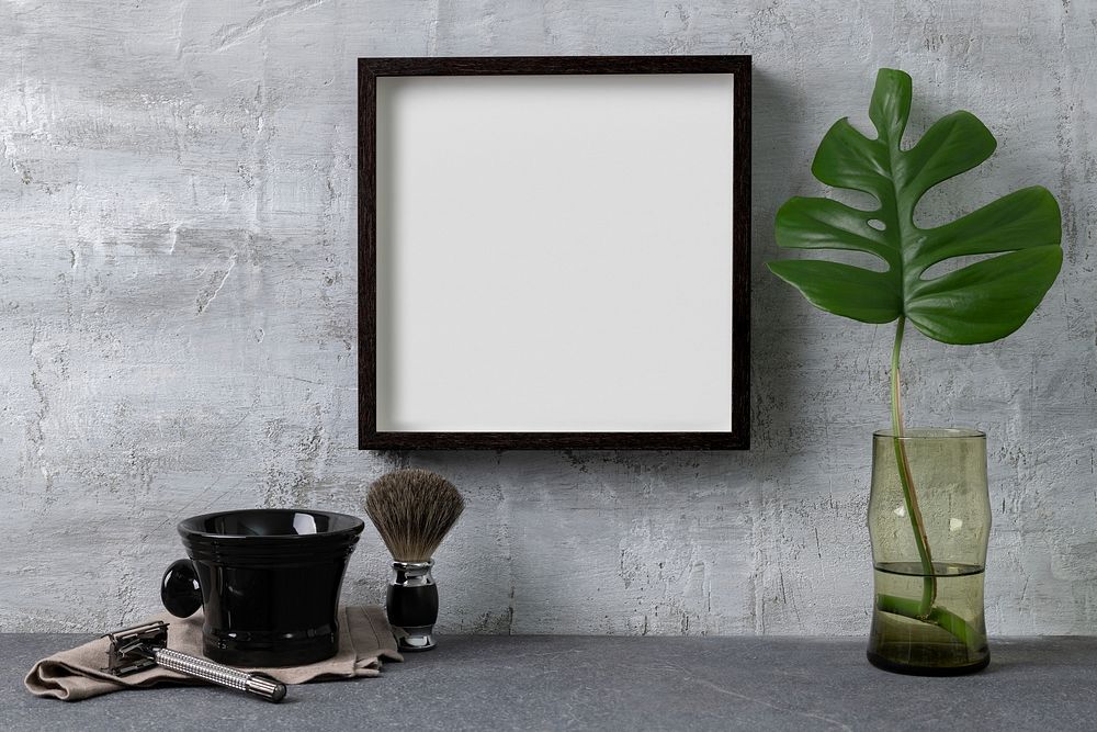 Blank picture frame, masculine home decor