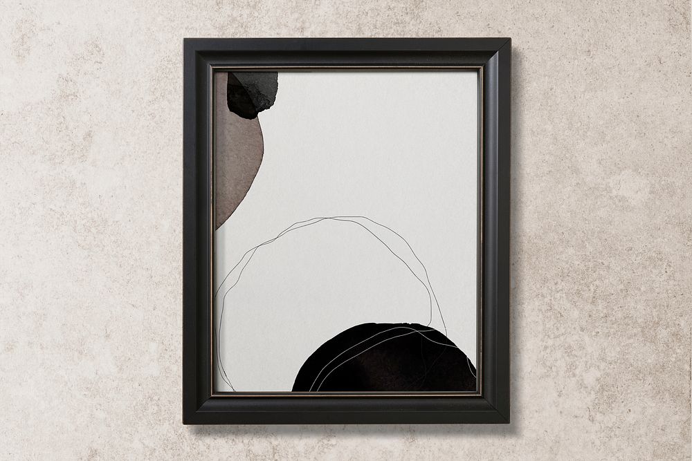 Abstract artwork, black frame, beige wall,  home decor