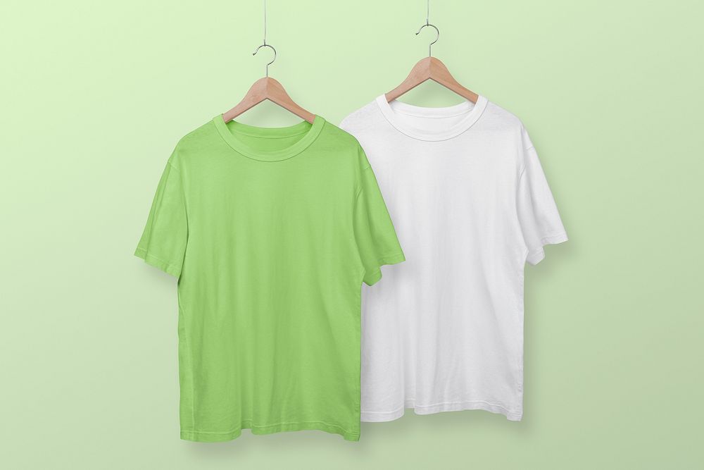 Green oversized t-shirt, simple unisex apparel design set