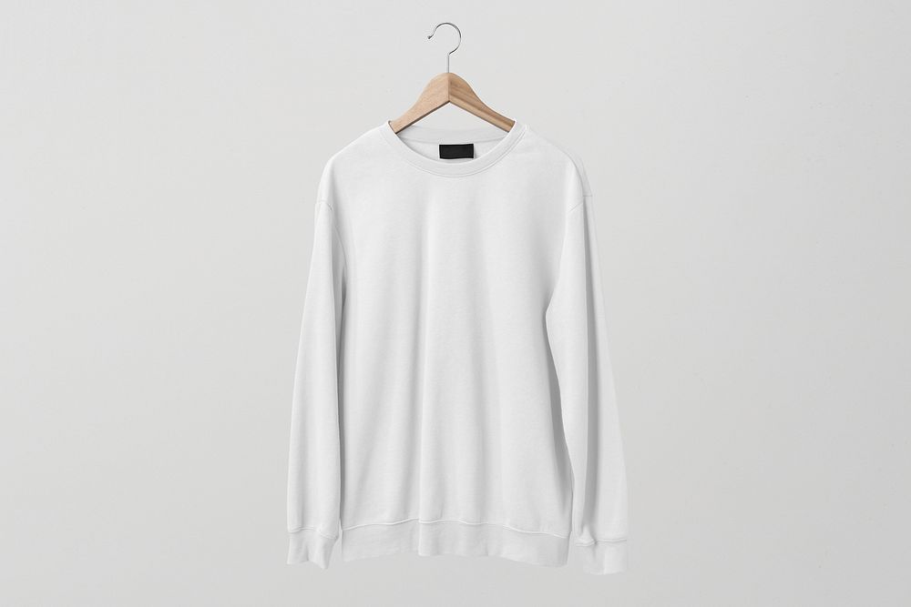 Blank white sweater, simple apparel in unisex design