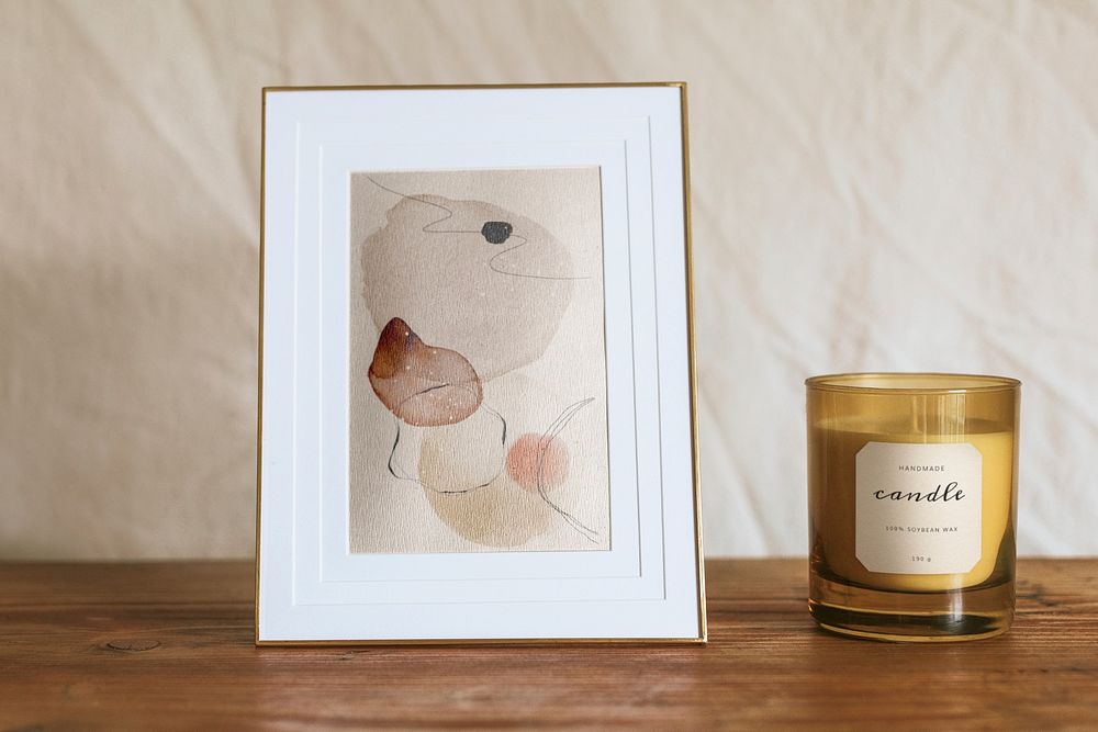 Aesthetic frame & candle home decor