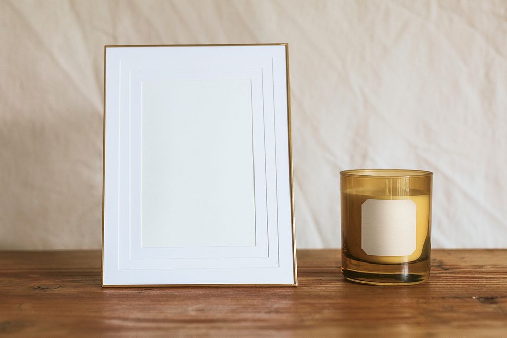 Aesthetic frame & candle home decor